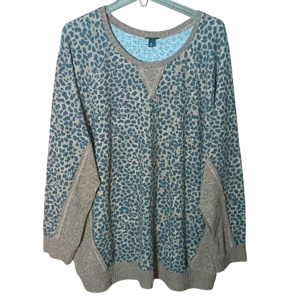 Torrid 4 Women 4x Leopard Animal Print Waffle Knit Thermal Comfort Top